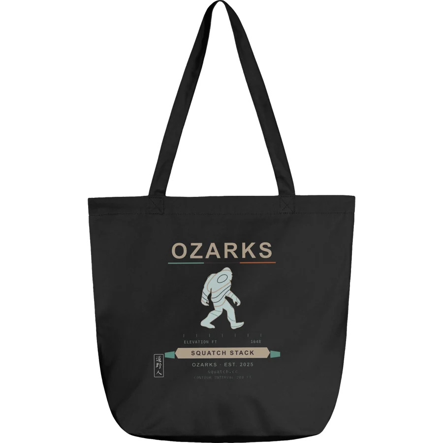 Ozark Contours Tote, Black: product mockup