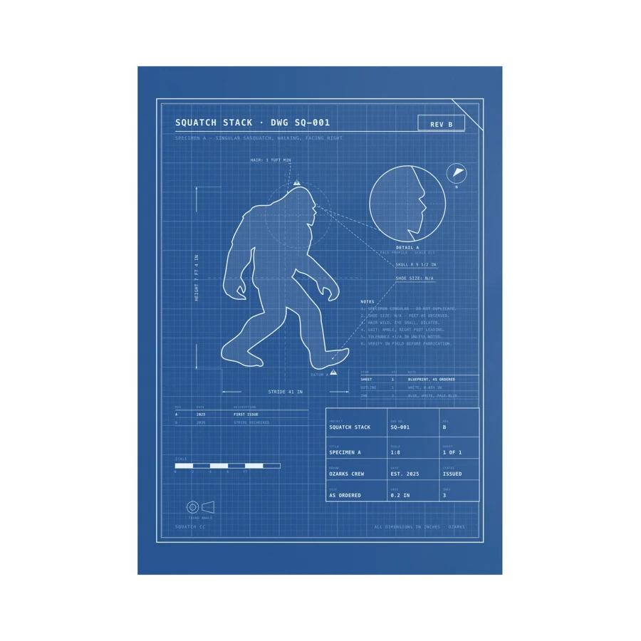 Spec Sheet Sasquatch Poster: product mockup