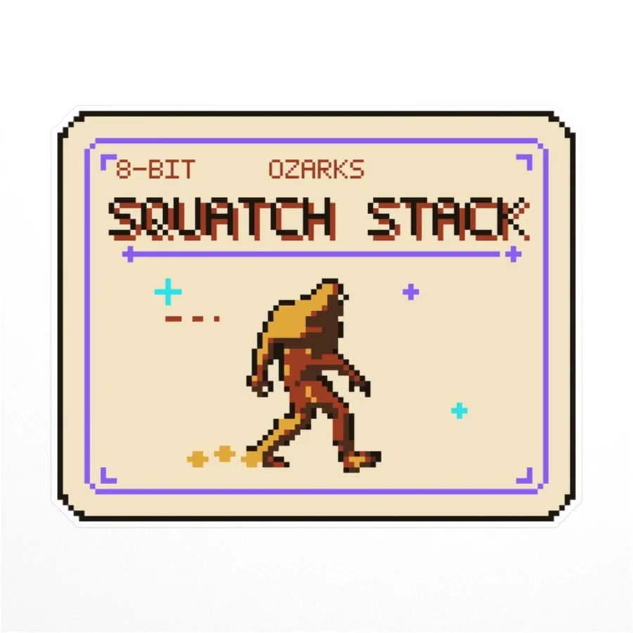 8-Bit Squatch Sticker: product mockup