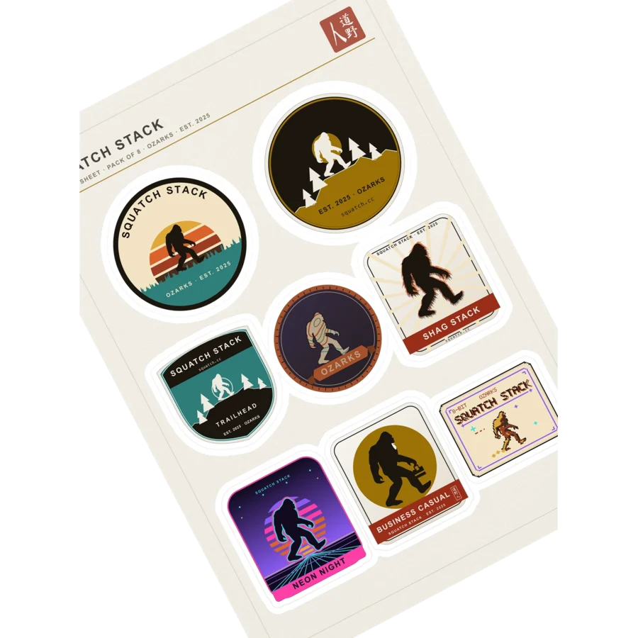 Squatch Sticker Sheet: product mockup